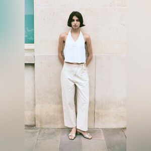 deiji studios flag tie pant in cream